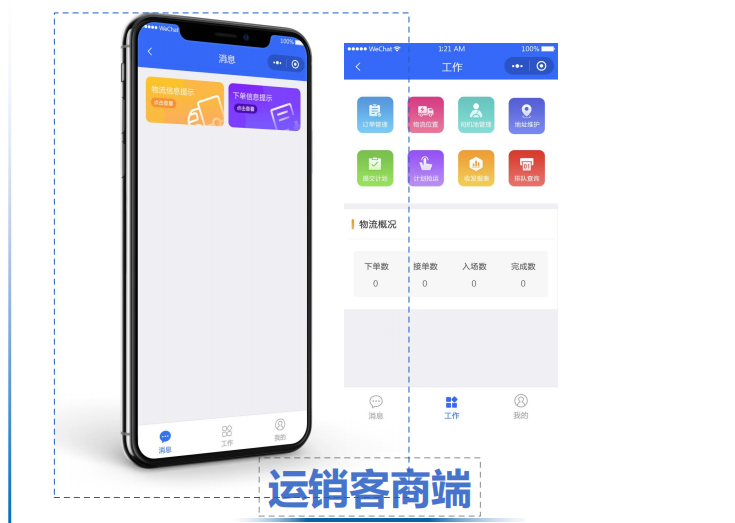 运销客商端：消息与工作台、订单与物流概况